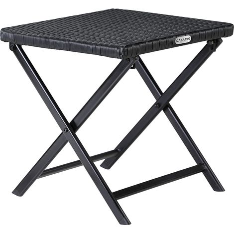 Casaria polyrattan folding stool 130kg load capacity 44x40x44cm Foldable Lightweight Portable Outdoor Weatherproof Garden Terrace Balcony Camping Stool Chair Table 1x Schwarz (de)