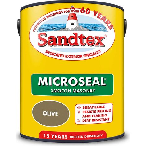 Sandtex 15 Year Microseal Smooth Masonry - Olive - 5L