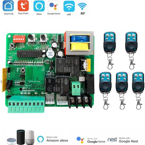 Interrupteur intelligent WiFi Tuya, module de commutation DIY avec minuterie 220 V, commande vocale RF, 2 canaux,1Control board 5RC (1/4)