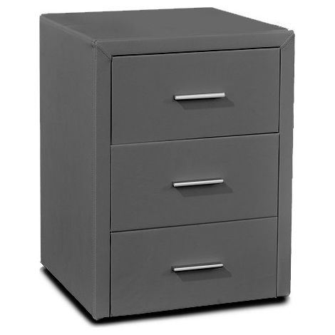 MEUBLER DESIGN Table Chevet 3 Tiroirs Kasi - Gris, Polyuréthane, Carré, Style Contemporain, 44 x 44 x 59 cm