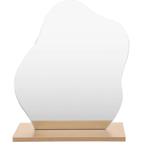 Miroir irrégulier en bois et résine, compatible avec un usage quotidien (1 pièce) (1/5)