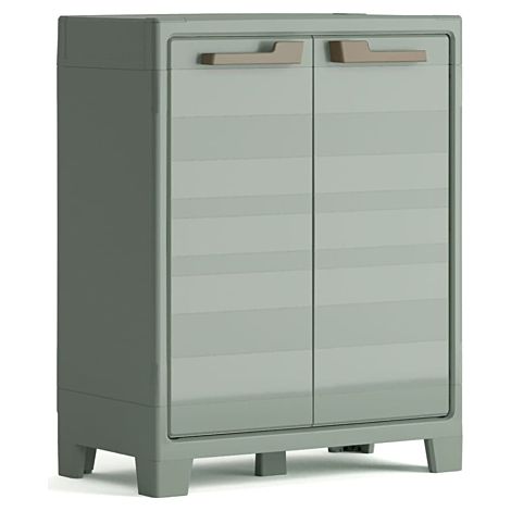 Keter – Armoire de jardin basse en résine 80 x 44 x 100 cm – Étagères ajustables – Sécurisée avec cadenas – 80% recyclé – Vert jade (1/10)