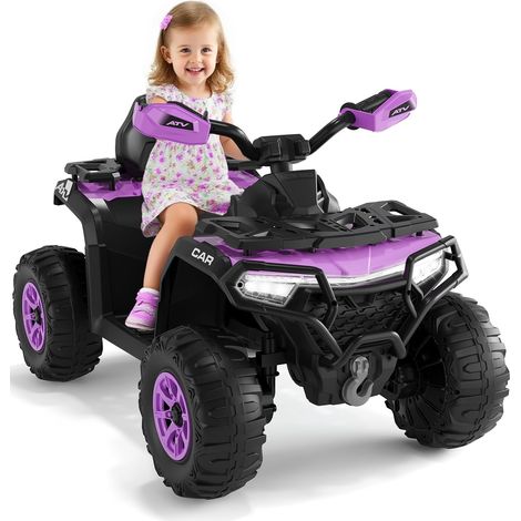 Quad électrique enfant 12V SMT-918 – 3-8 ans, batterie 12V4.5AH, LED/musique, USB, sans fil, vitesse 3km/h, violet (1/5)