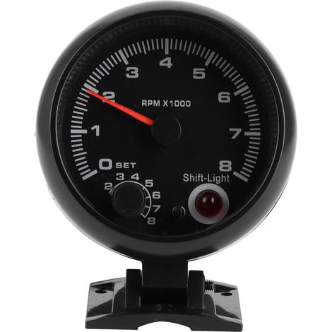 Compte-tours voiture 12V 3,75 pouces 0-8000 tr/min avec aiguille et voyant de changement de vitesse réglable (1/5)