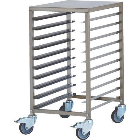 Chariot boulangerie - Inox - 10 niveaux - 600x400mm - 180kg - 463x615x900mm - TW 60/40L - Saro