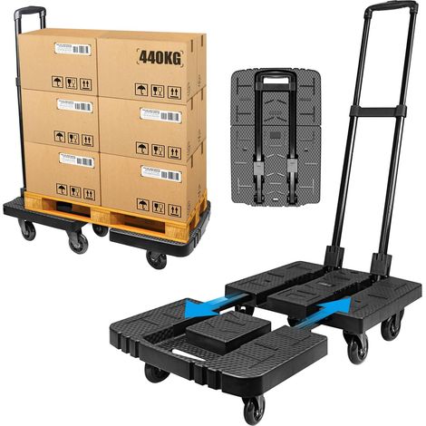 Chariot à Main Pliant, Silencieux résistant à l'usure, pivotant à 360 ° sur 7 Roues 245KG / 540LBS Capacité Extensible, Grande Base, poignée réglable Chariot portatif Robuste et Durable (1/5)