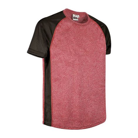 Camiseta técnica bicolor de manga corta raglán y cuello redondo, tejido poliéster transpirable vigoré LANDING S Rojo loto / Negro