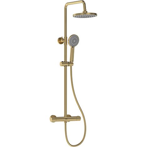 Bristan Buzz Thermostatic Bar Mixer Shower with Shower Kit and Fixed Head - Brushed Brass (1/5)