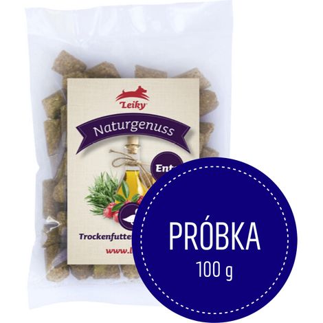 Anatra con verdure per cani campione da 100 g cibo spremuto a freddo Leiky (1/3)