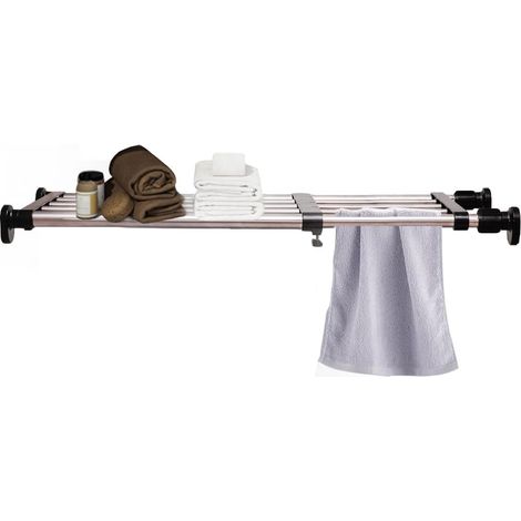 Étagère extensible à tension pour placard, tringle de rangement en métal réglable, organisateur d'armoire, séparateur DIY, étagères pour armoire, placard, cuisine, salle de bain, noir, 60-100 (1/5)