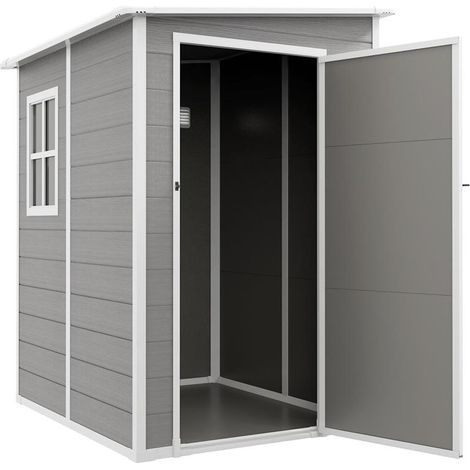 CASETTA DA GIARDINO CON FINESTRA E DOPPIA PORTA. IN ALLUMINIO E PP. 122X149X192 CM. GRIGIO