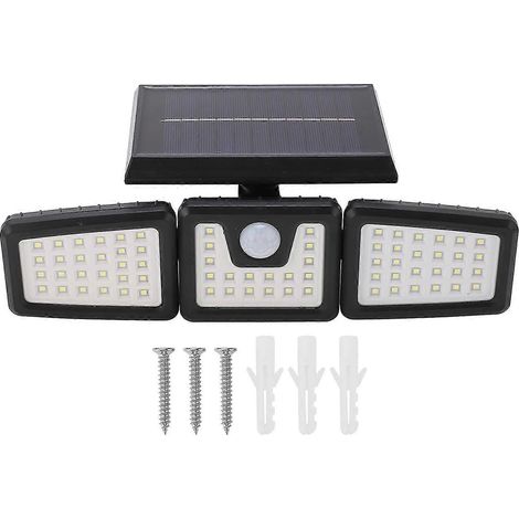 Projecteur extérieur à détecteur de mouvement alimenté à l'énergie solaire 3 têtes orientables étanche IP65 grand angle de diffusion (1/5)