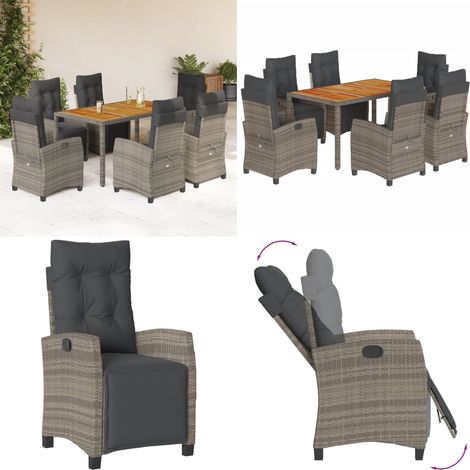 Ensemble à manger de jardin et coussins 7 pcs gris rotin - Chaise de jardin - Table de jardin (1/5)