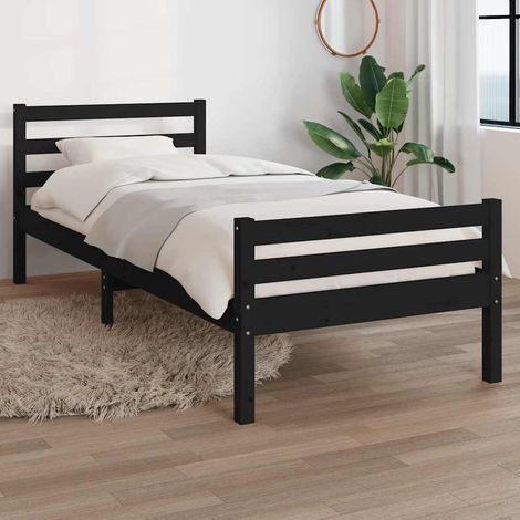 Estructura de cama sin colchón madera maciza negro 100x200 cm (1/5)