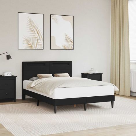 vidaXL Cadre de lit avec bandes LED Noir 120 x 190 cm Simili cuir (1/5)