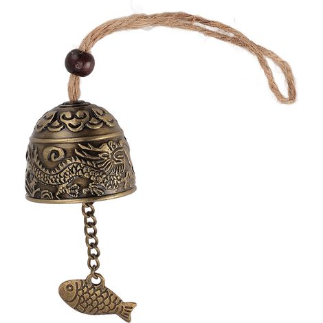 Clochette à vent en métal avec corde, motif dragon vintage, pour décoration de voiture, maison, jardin ou cour. (1/5)