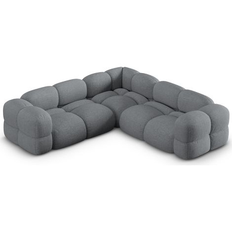 Canapé d'angle symétrique 4 places en tissu structurel gris (1/5)