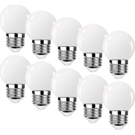 Ampoule LED E27 3W G45,Ampoule LED 3W ,Mini Globe Golfball E27 G45,Ampoule Blanc Chaud,Angle de faisceau 360°,Non Dimmable,Lot de 10 [énergétique G] (1/5)