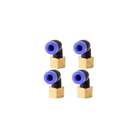 Raccord pneumatique coudé à 90° PLF avec filetage intérieur. Raccord pneumatique pour une insertion rapide du tuyau. Raccord pour air comprimé – Lot de 4 (6 mm x 1/8"). (1/5)