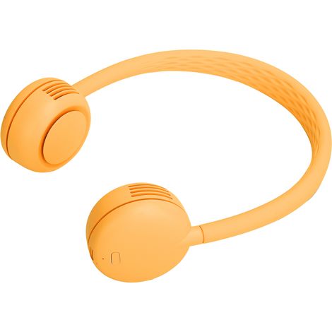 Lüfterloser Nackenventilator, USB-aufladbar, geräuschlos, für Sport, Zuhause, Schule, Outdoor, gelb, 2000 mAh (1/5)