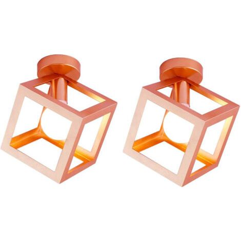 royaluxe- (2X)Lampe De Plafond En Forme De Cube Luminaire Plafonnier Moderne Plafonnier Rétro Vintage Or Rose (1/5)