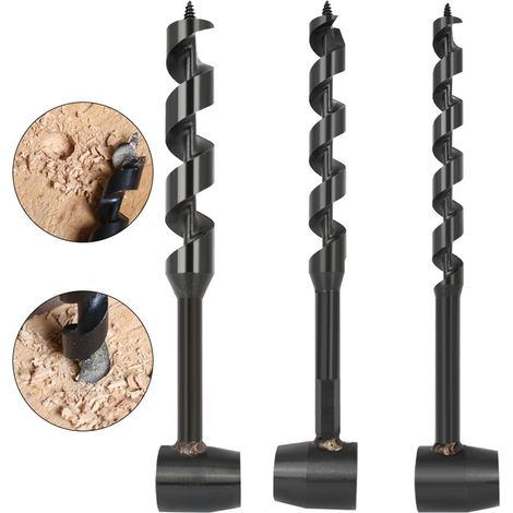 Perceuse à main 3 pièces pour le travail du bois, clé manuelle, perceuse au sol, outils de survie en spirale pour le camping, la randonnée (1/5)