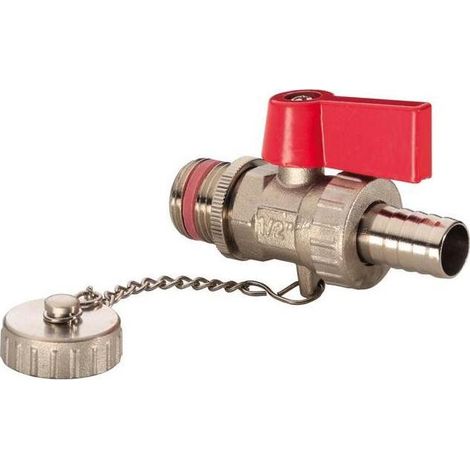 KFE-Kugelhahn Kessel Füll- und Entleerungshahn 81403015 1/2", selbstdichtend, Flügelgriff rot, vernickelt (1/5)