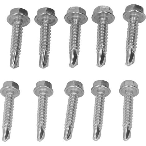 Vis à tôle autotaraudeuses 304 inox, lot 100, tête hexagonale embase, 4,2x25mm et 4,8x25mm (1/5)