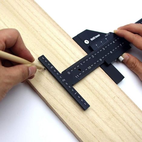 Règle Outil d'Angle Acier Règle 300 x 100mm, Bloc De Positionnement Du Bois, Règle de Traçage de Règle de Travail du Bois, Règle de Marquage de Outil de Scripteur de Travail du Bois (1/5)