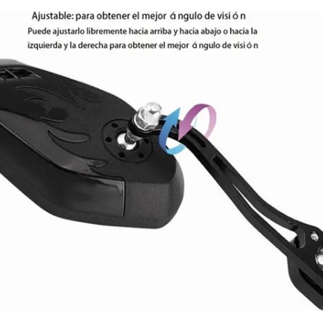 (Exclusivité Mexique) (Pas d'échantillon, en cours de traitement) 1 paire de rétroviseurs universels pour motos et vélos électriques, rétroviseur noir effet flamme, rétroviseur à réflecteur Ghost Fire (1/5)