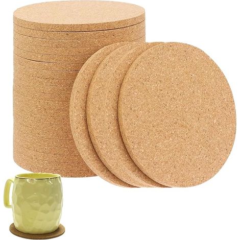 Dessous de Verres Ronds en Liege de Verre liège pour sous Tasse 10 cm Diamètre 3 mm Convient la Maison Le Bar Café l'entreprise etc. (1/5)