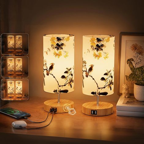 Lampe de Chevet Lot de 2 Tactile, Dimmable avec Ports de Charge USB. (1/5)
