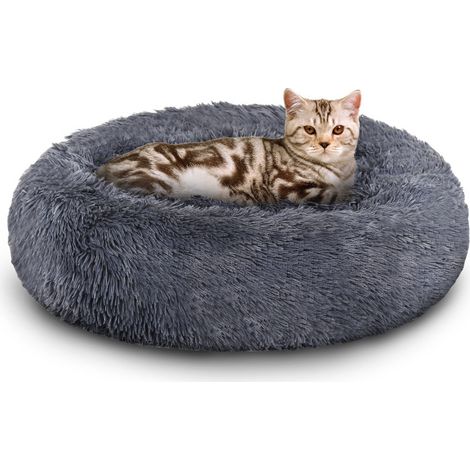 SWANEW Letto per cani Letto per cani Cuscino per gatti in peluche Con tappetino antiscivolo 60cm Grigio scuro (1/5)