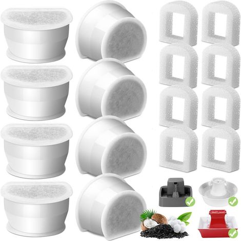 CYRILL – Lot de 24 Préfiltres en Mousse et Filtre à Carbone Compatible avec PetSafe Drinkwell Fountain INOX 360 Avalon Pagoda Seascape et Sedona Fontaines, Filtre pour Fontaine à Eau Chat Chien (1/5)