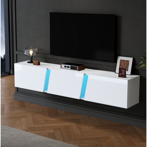 mobile tv 180 LED APP sospeso bianco lucido per salotto OKMYHOME (1/5)