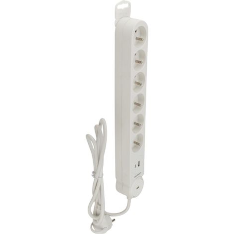 Bloc multiprise Iota 6x16A + interrupteurs + USB A+C - Blanc - Zenitech