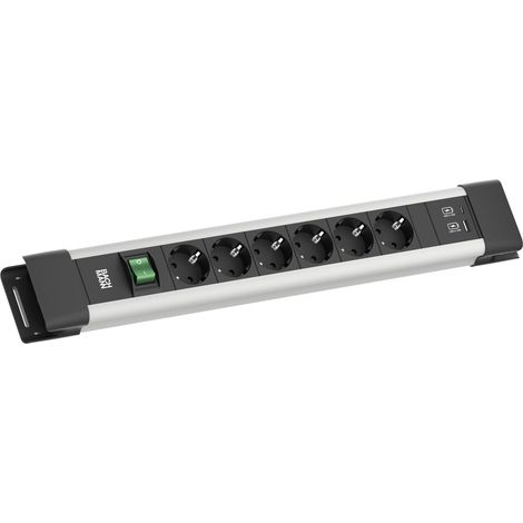 BACHMANN CONNECTUS 6XCEE7/3, 1XINTERRUPTEUR 1XUSB A/C 22W 2,0M CEE7/7 GRIS BM005920
