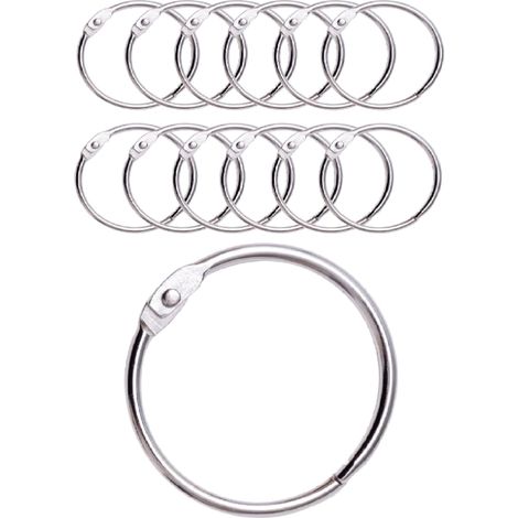 Juego de 12 anillas para cortina de ducha con ganchos metálicos – Fabricadas en Italia – Anillas redondas de 50 mm de diámetro, aptas para cortinas, baños, muebles y archivadores – Acabado metálico (1/5)