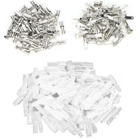 Cosses à Sertir Femelle Mâle 50 Pièces/chacune avec 100 Pièces Manchons Isolants 2.8mm Connecteurs Rapides en Argent (1/2)