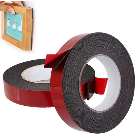 2-Pack Double-Sided Foam Tape, Extra Strong Multi-Purpose, 10m x 15mm Double-Sided Tape, Self-Adhesive Foam, Water and Temperature Resistant for Indoor and Outdoor Use (1/5)