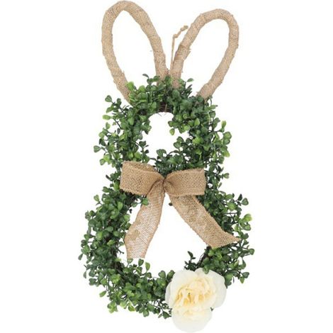 Guirlande De Pâques - Forme De Lapin - Vert - Ruban En Toile De Jute - Décoration Extérieure Et Intérieure - 1 Pièce (1/5)