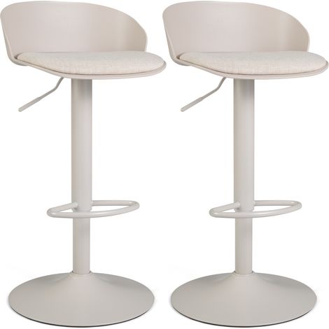 Lot de 2 Tabourets de Bar avec Dossier, Hauteur Réglable, Chaises de Bar avec Rotation à 360°, Repose-Pied en Métal, Coussin Moelleux, Beige (1/5)
