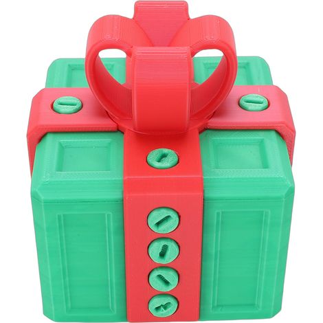 Nervige Geschenkbox mit ineinandergreifenden Schrauben, 3D-gedruckt, lustige Überraschungsbox für Geburtstage oder Partys, rot und grün (1/5)
