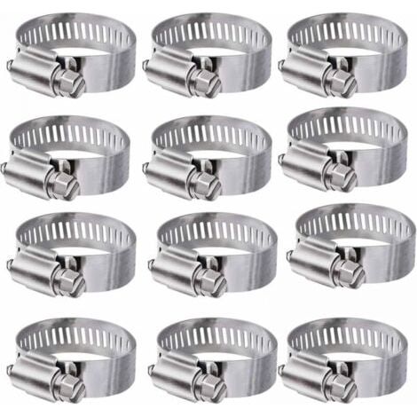 12 pièces (16-25 mm) colliers de serrage réglables en acier inoxydable 304 colliers de serrage pour conduites d'eau domestiques, réservoirs de gaz, tuyaux automobiles (1/5)