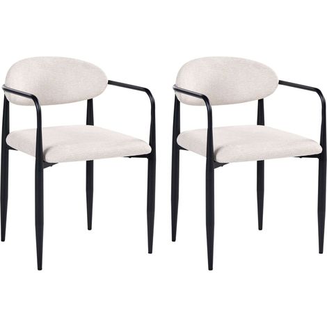 Esszimmerstuhl 2er Set TANEVIK Stoff Hellbeige