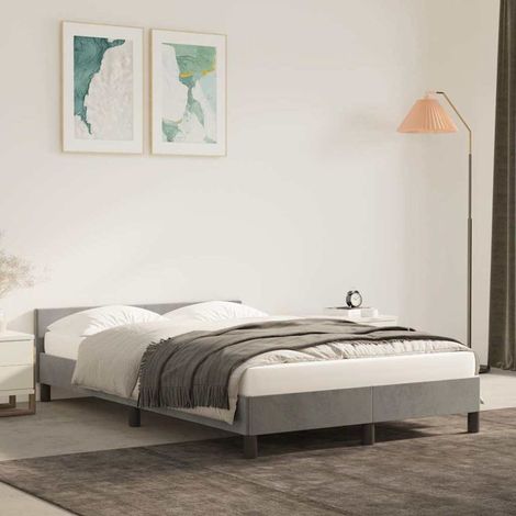 Cadre de lit sans matelas-Structure de lit gris clair 120x200 cm velours 192182 (1/5)