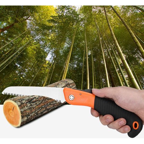 Scie d'élagage manuelle portable et pliable avec poignée antidérapante - Outil de taille d'arbres pour le jardinage extérieur (1/5)