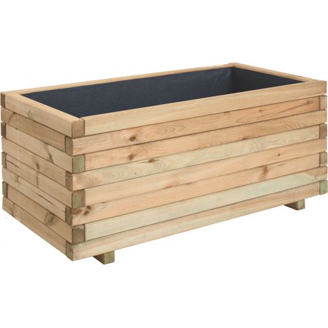 Bac à fleurs rectangle en bois STOCKHOLM - 100 x 50 x 43 cm - 143 litres