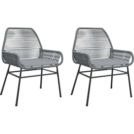 Maison Exclusive - Chaises de jardin lot de 2 avec coussins gris résine tressée (1/5)