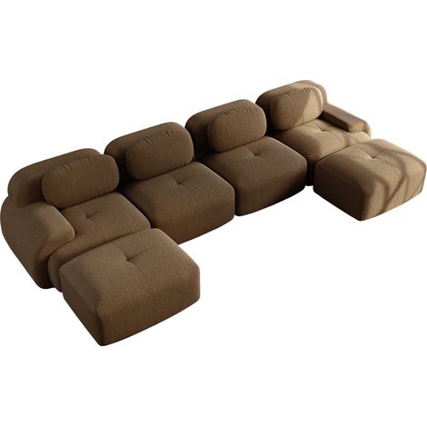 U-förmiges modulares Sofa ohne Montage, Cordoptik, 32D, braun (1/5)